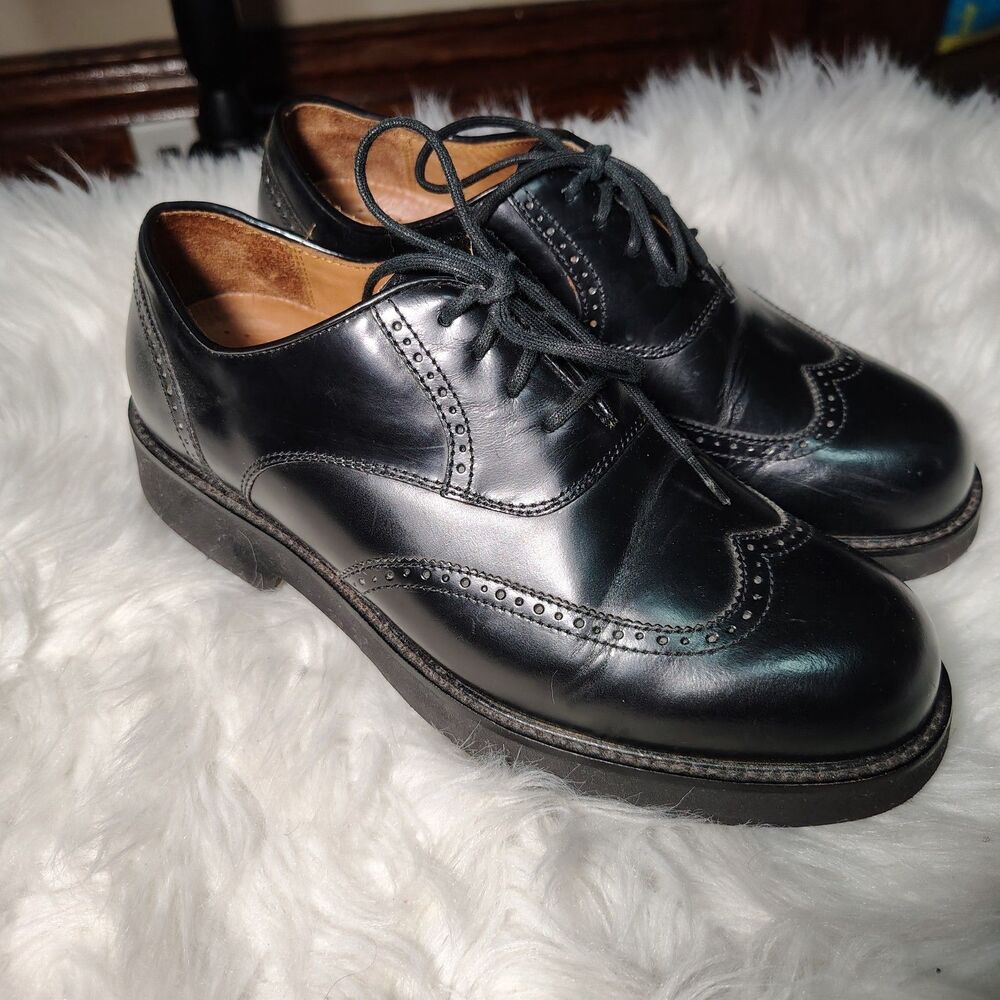 G.H. Bass Wingtip Oxford Blk Mens Shoes Size 8